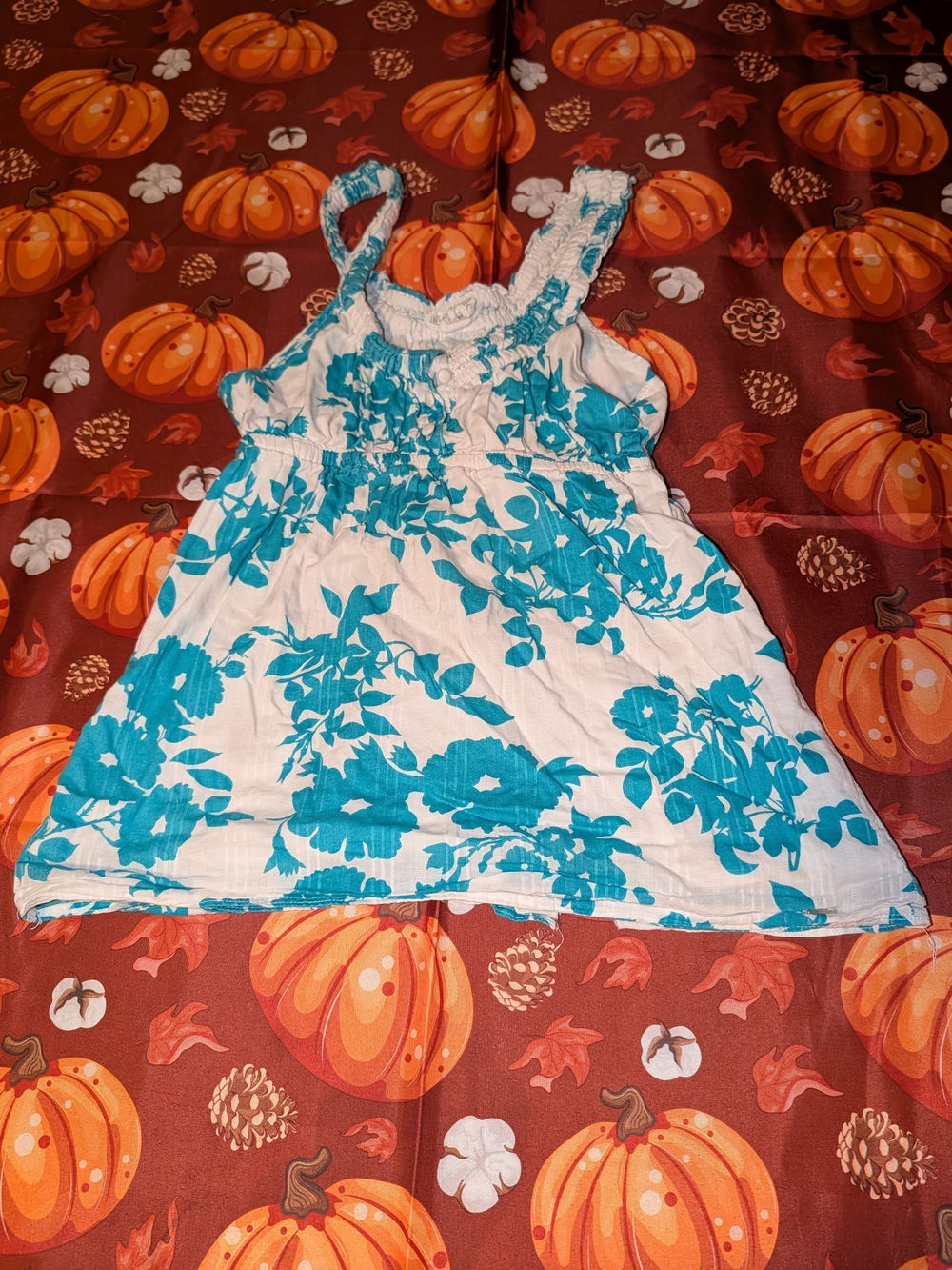 Aeropostale White Tank with Teal Floral Print